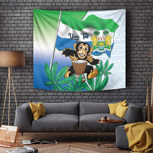 Personalised Afro Sierra Leone Tapestry Chimp With Drum - Happy Independence Day