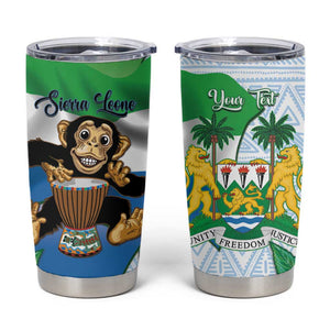 Personalised Afro Sierra Leone Tumbler Cup Chimp With Drum - Happy Independence Day