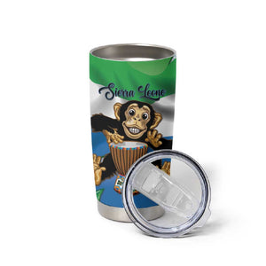Personalised Afro Sierra Leone Tumbler Cup Chimp With Drum - Happy Independence Day