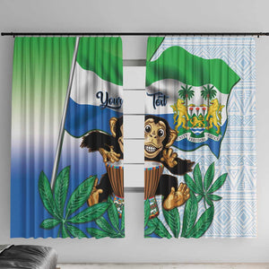 Personalised Afro Sierra Leone Window Curtain Chimp With Drum - Happy Independence Day