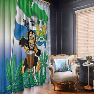 Personalised Afro Sierra Leone Window Curtain Chimp With Drum - Happy Independence Day
