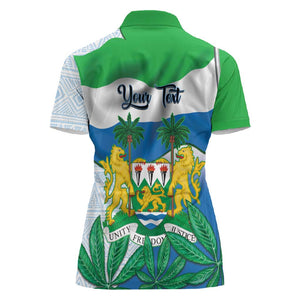 Personalised Afro Sierra Leone Women Polo Shirt Chimp With Drum - Happy Independence Day