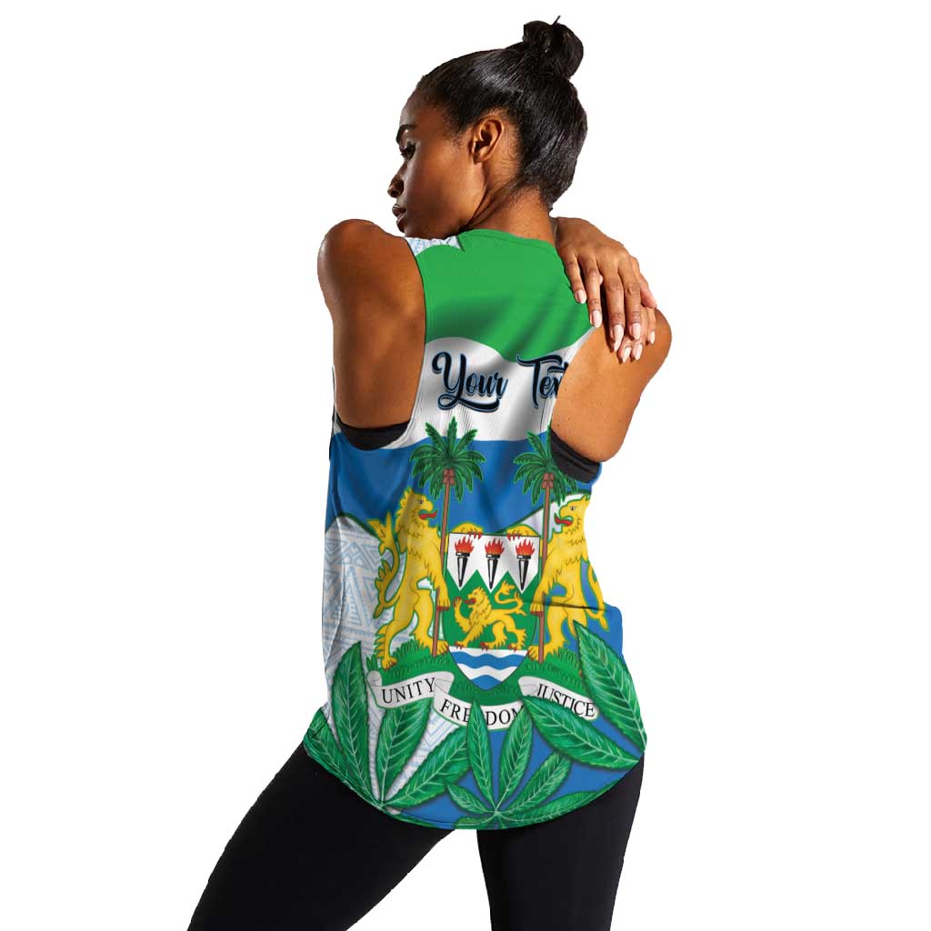 Personalised Afro Sierra Leone Women Racerback Tank Chimp With Drum - Happy Independence Day