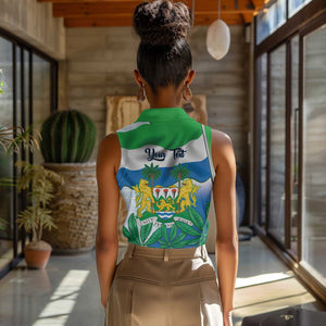 Personalised Afro Sierra Leone Women Sleeveless Polo Shirt Chimp With Drum - Happy Independence Day