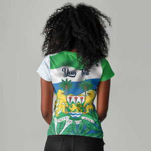 Personalised Afro Sierra Leone Women V-Neck T-Shirt Chimp With Drum - Happy Independence Day
