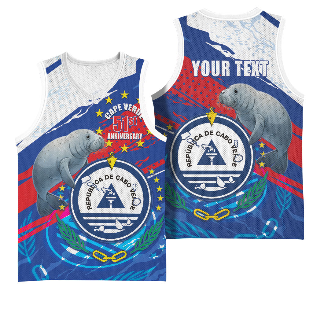 Personalized Cape Verde Independence Day Basketball Jersey 51st Anniversary Manatee Coat Of Arms