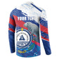 Personalized Cape Verde Independence Day Button Sweatshirt 51st Anniversary Manatee Coat Of Arms