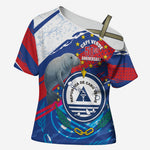 Personalized Cape Verde Independence Day Cross Shoulder Shirt 51st Anniversary Manatee Coat Of Arms