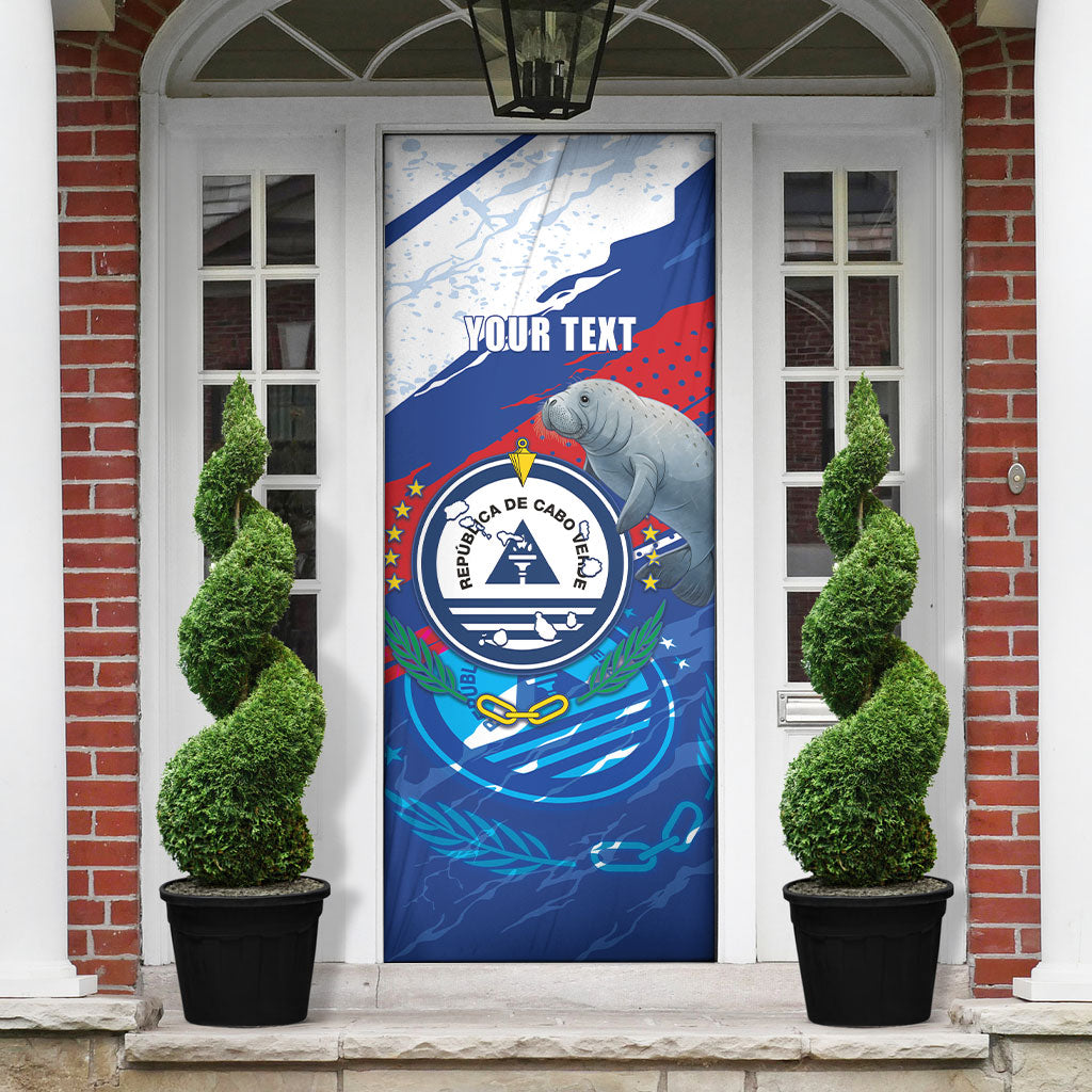 Personalized Cape Verde Independence Day Door Cover 51st Anniversary Manatee Coat Of Arms