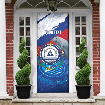 Personalized Cape Verde Independence Day Door Cover 51st Anniversary Manatee Coat Of Arms