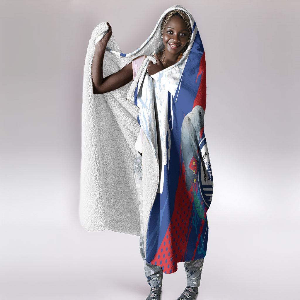 Cape Verde Independence Day Hooded Blanket 51st Anniversary Manatee Coat Of Arms