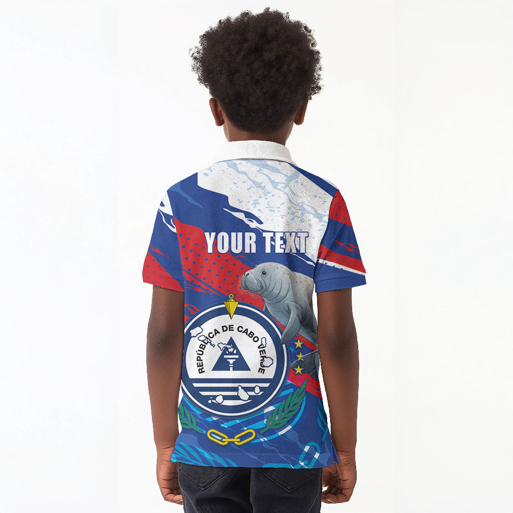 Personalized Cape Verde Independence Day Kid Polo Shirt 51st Anniversary Manatee Coat Of Arms