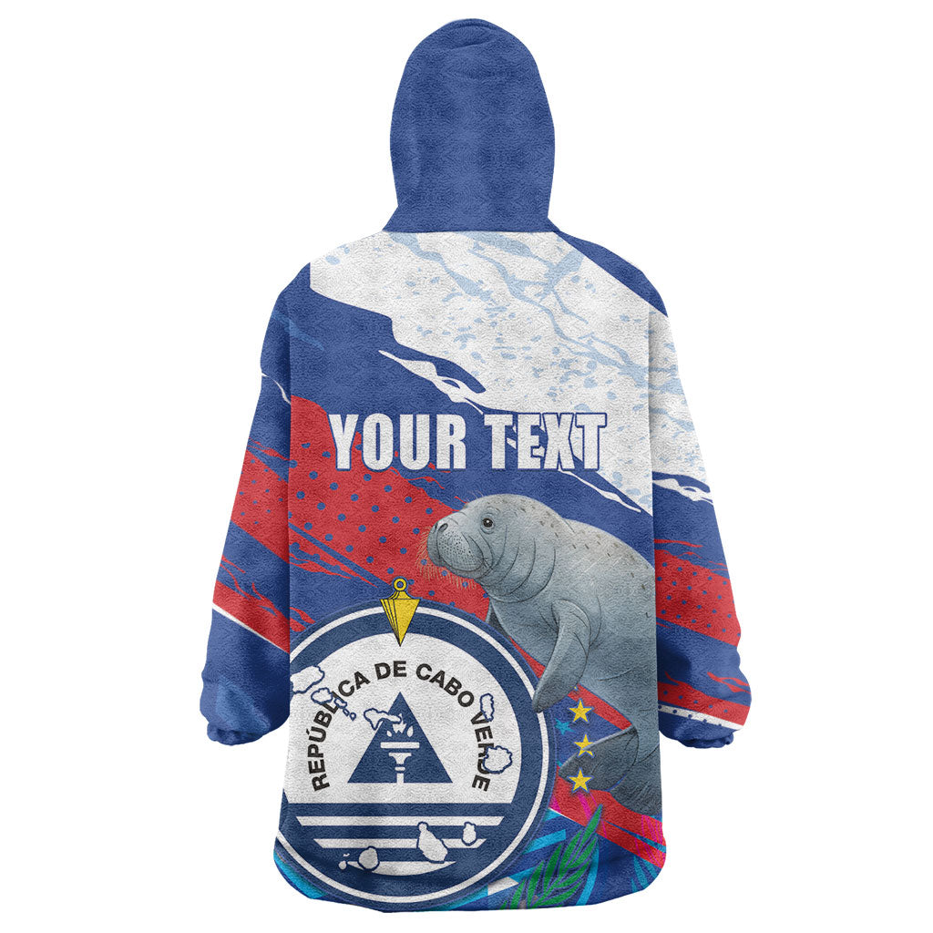 Personalized Cape Verde Independence Day Kid Wearable Blanket Hoodie 51st Anniversary Manatee Coat Of Arms