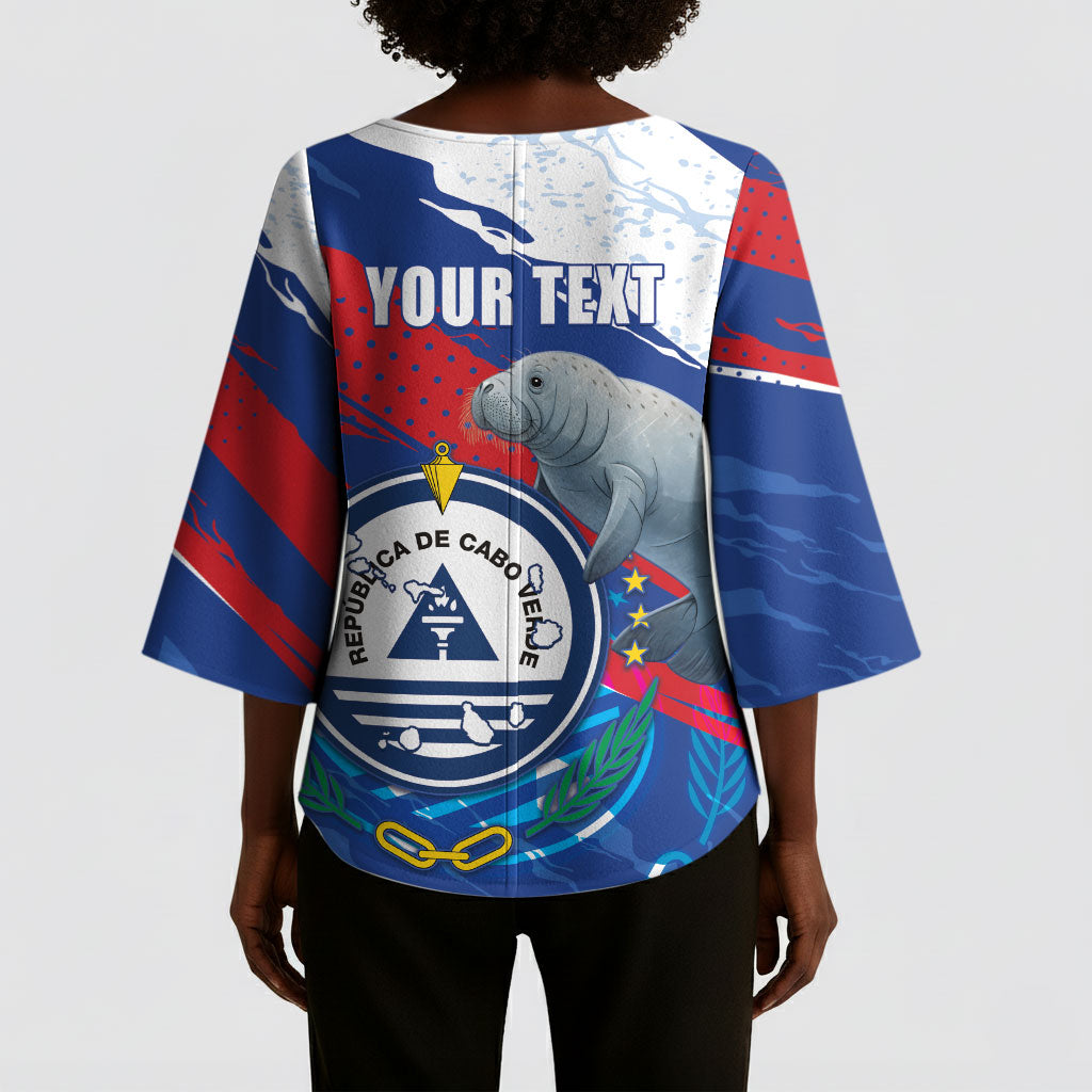 Personalized Cape Verde Independence Day Kimono Sleeve Blouse 51st Anniversary Manatee Coat Of Arms