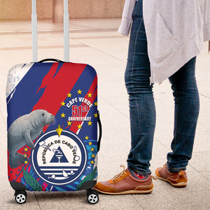 Cape Verde Independence Day Luggage Cover 51st Anniversary Manatee Coat Of Arms