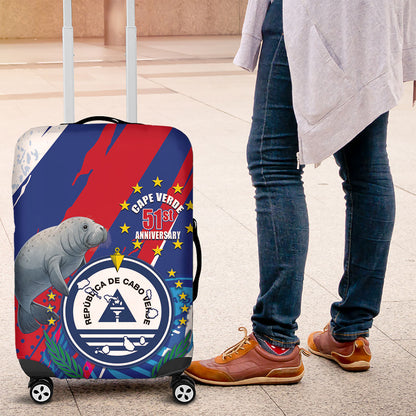 Cape Verde Independence Day Luggage Cover 51st Anniversary Manatee Coat Of Arms