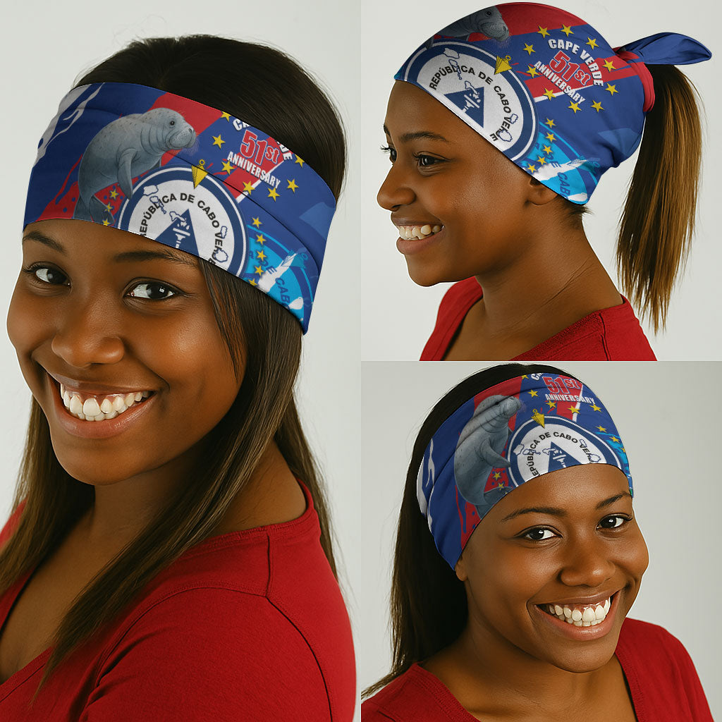 Cape Verde Independence Day Neck Gaiter 51st Anniversary Manatee Coat Of Arms