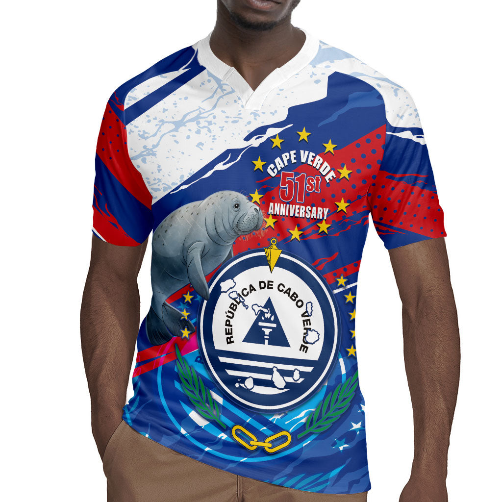 Personalized Cape Verde Independence Day Rugby Jersey 51st Anniversary Manatee Coat Of Arms