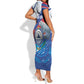 Personalized Cape Verde Independence Day Short Sleeve Bodycon Dress 51st Anniversary Manatee Coat Of Arms
