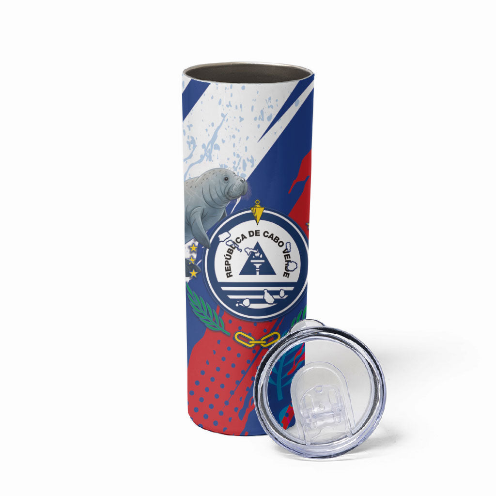 Personalized Cape Verde Independence Day Skinny Tumbler 51st Anniversary Manatee Coat Of Arms