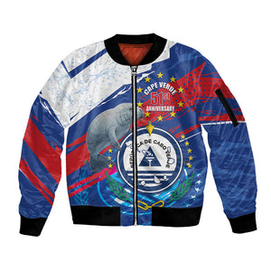 Personalized Cape Verde Independence Day Sleeve Zip Bomber Jacket 51st Anniversary Manatee Coat Of Arms
