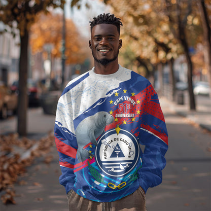 Personalized Cape Verde Independence Day Sweatshirt 51st Anniversary Manatee Coat Of Arms