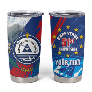 Personalized Cape Verde Independence Day Tumbler Cup 51st Anniversary Manatee Coat Of Arms