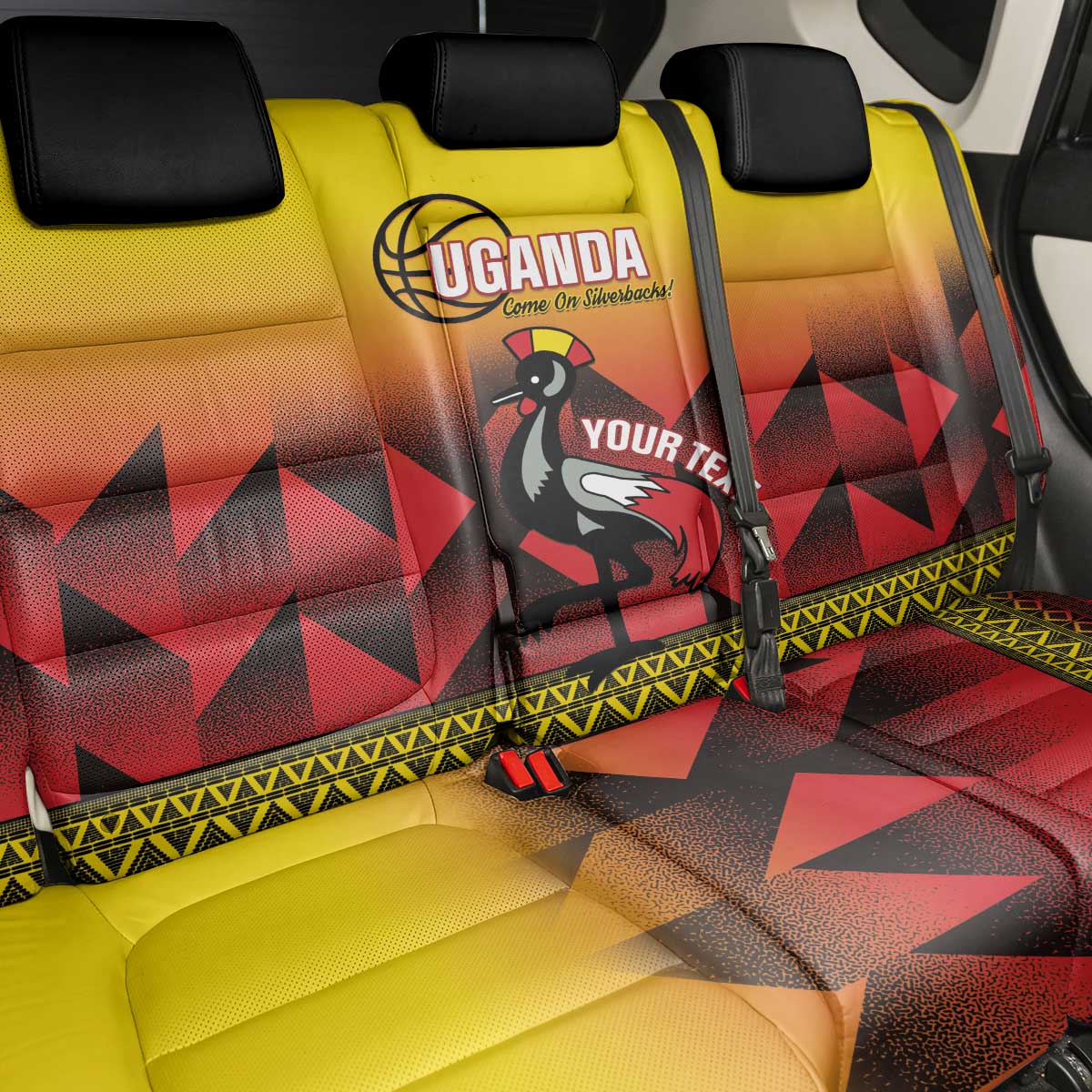 Afro Basketball Custom Uganda Back Car Seat Cover Come On Silverbacks African Pattern - African Pride