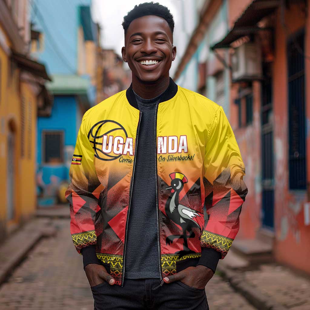Afro Basketball Custom Uganda Bomber Jacket Come On Silverbacks African Pattern - African Pride