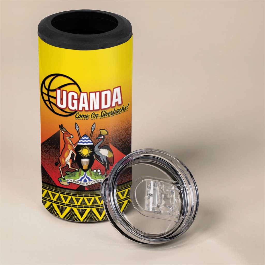 Afro Basketball Custom Uganda 4 in 1 Can Cooler Tumbler Come On Silverbacks African Pattern - African Pride