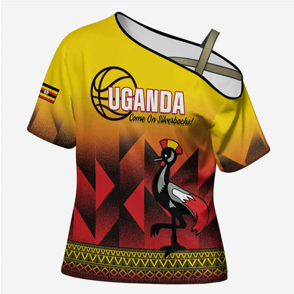 Uganda Basketball Custom Cross Shoulder Shirt Come On Silverbacks African Pattern