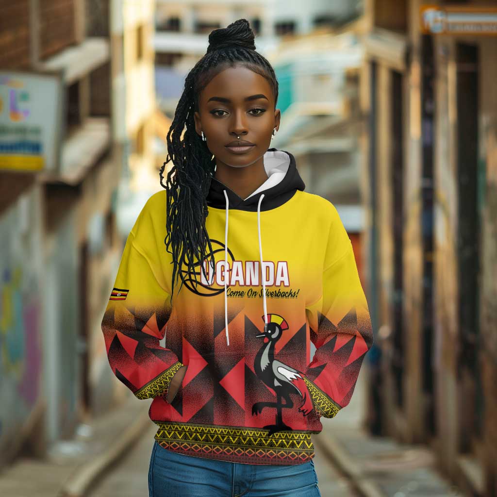 Afro Basketball Custom Uganda Hoodie Come On Silverbacks African Pattern - African Pride