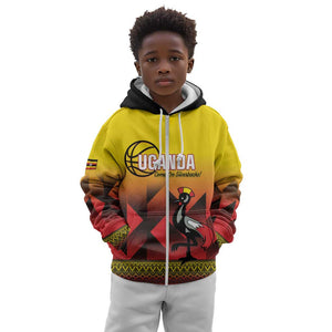 Afro Basketball Custom Uganda Kid Hoodie Come On Silverbacks African Pattern - African Pride