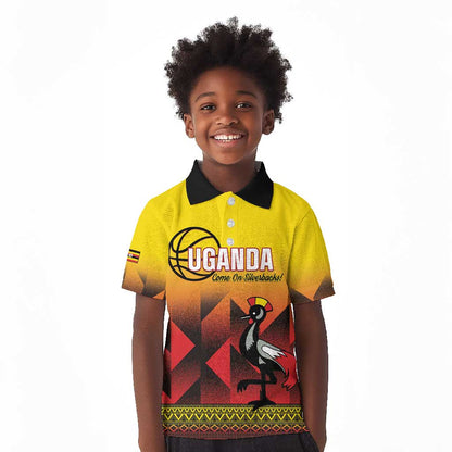 Afro Basketball Custom Uganda Kid Polo Shirt Come On Silverbacks African Pattern - African Pride