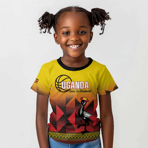 Afro Basketball Custom Uganda Kid T shirt Come On Silverbacks African Pattern - African Pride
