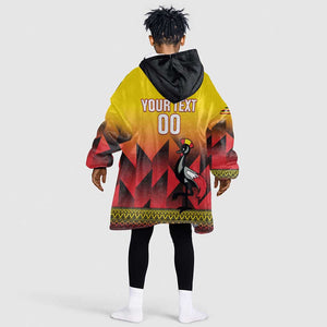 Afro Basketball Custom Uganda Kid Wearable Blanket Hoodie Come On Silverbacks African Pattern - African Pride