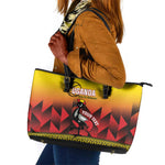 Afro Basketball Custom Uganda Leather Tote Bag Come On Silverbacks African Pattern - African Pride