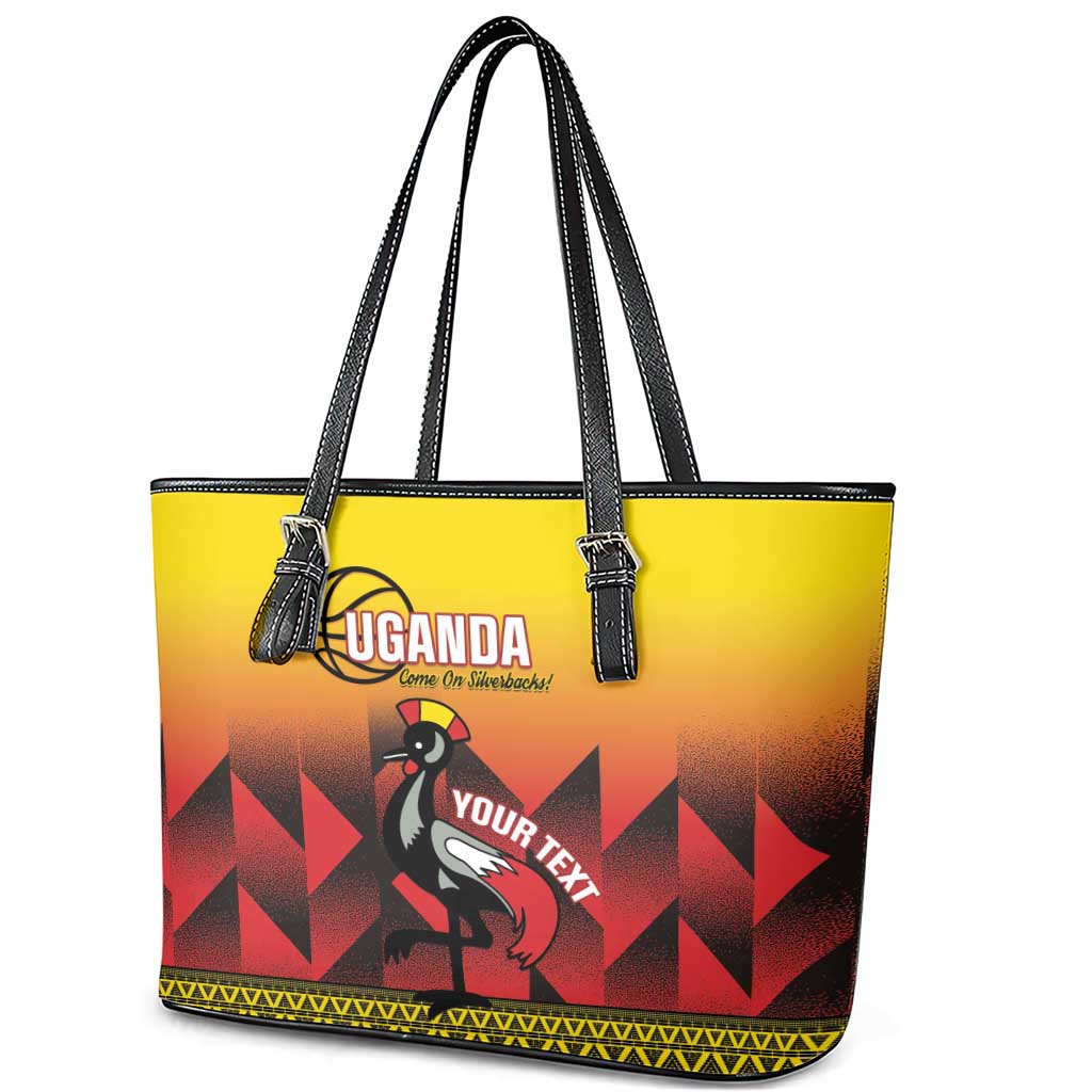 Afro Basketball Custom Uganda Leather Tote Bag Come On Silverbacks African Pattern - African Pride