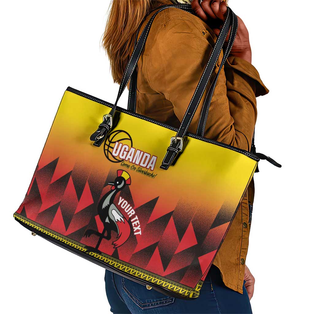 Afro Basketball Custom Uganda Leather Tote Bag Come On Silverbacks African Pattern - African Pride