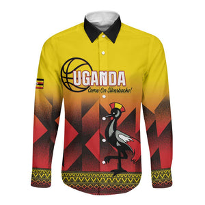 Afro Basketball Custom Uganda Long Sleeve Button Shirt Come On Silverbacks African Pattern - African Pride