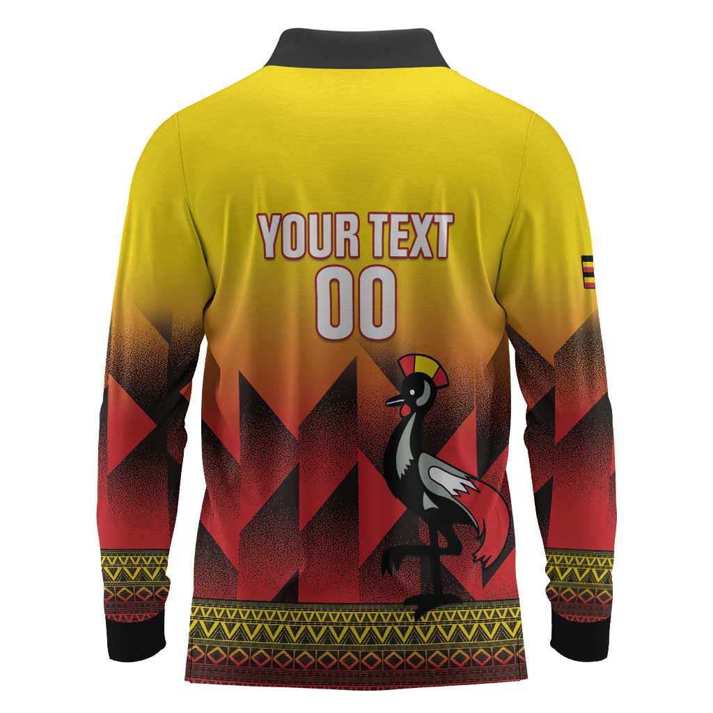 Afro Basketball Custom Uganda Long Sleeve Polo Shirt Come On Silverbacks African Pattern - African Pride