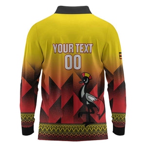 Afro Basketball Custom Uganda Long Sleeve Polo Shirt Come On Silverbacks African Pattern - African Pride