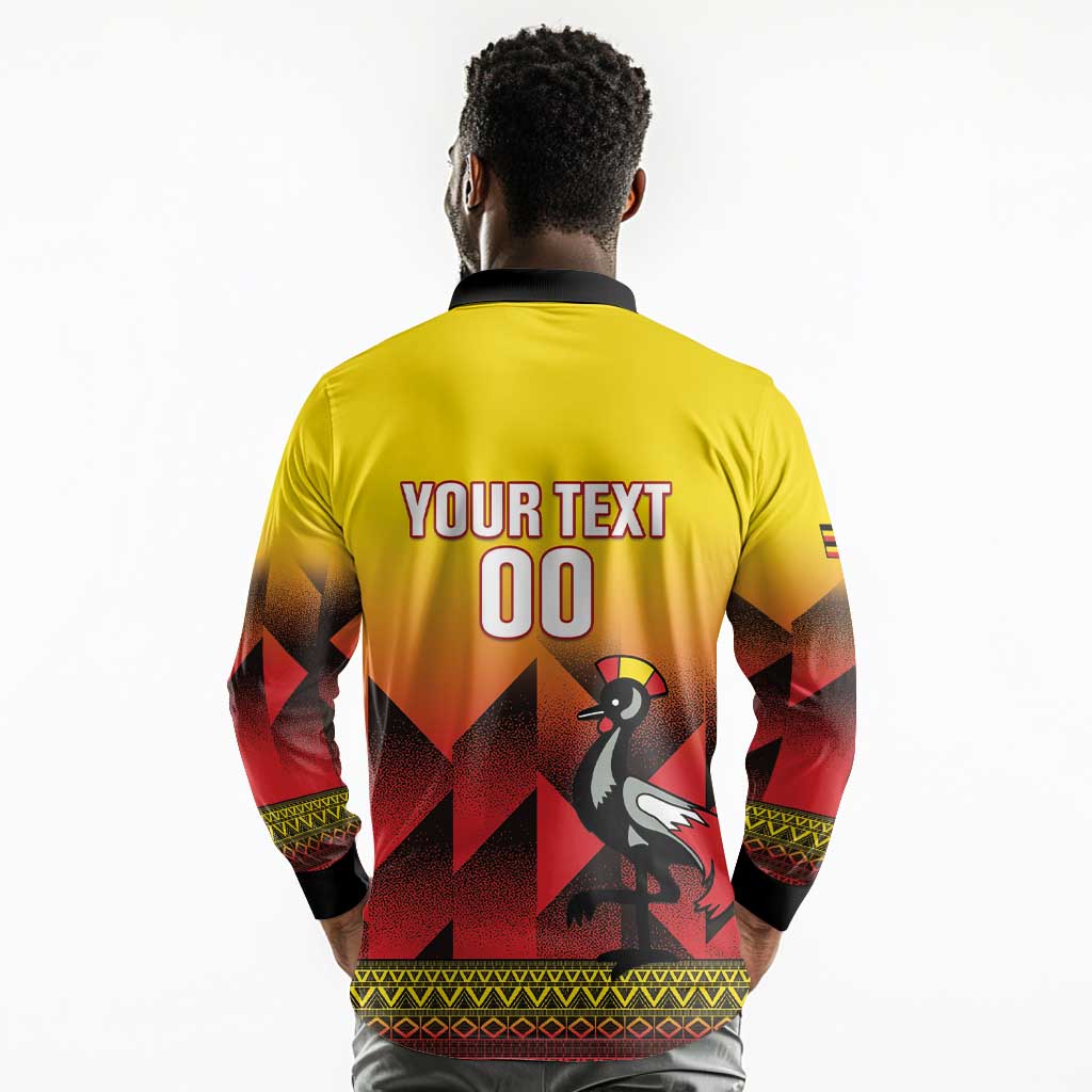 Afro Basketball Custom Uganda Long Sleeve Polo Shirt Come On Silverbacks African Pattern - African Pride