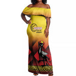 Afro Basketball Custom Uganda Off Shoulder Maxi Dress Come On Silverbacks African Pattern - African Pride