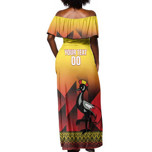 Afro Basketball Custom Uganda Off Shoulder Maxi Dress Come On Silverbacks African Pattern - African Pride
