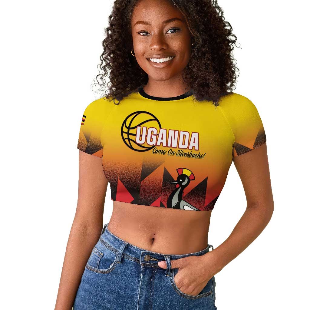 Afro Basketball Custom Uganda Raglan Cropped T shirt Come On Silverbacks African Pattern - African Pride