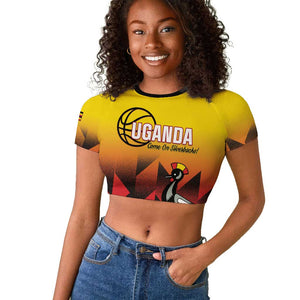 Afro Basketball Custom Uganda Raglan Cropped T shirt Come On Silverbacks African Pattern - African Pride