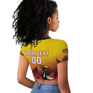 Afro Basketball Custom Uganda Raglan Cropped T shirt Come On Silverbacks African Pattern - African Pride