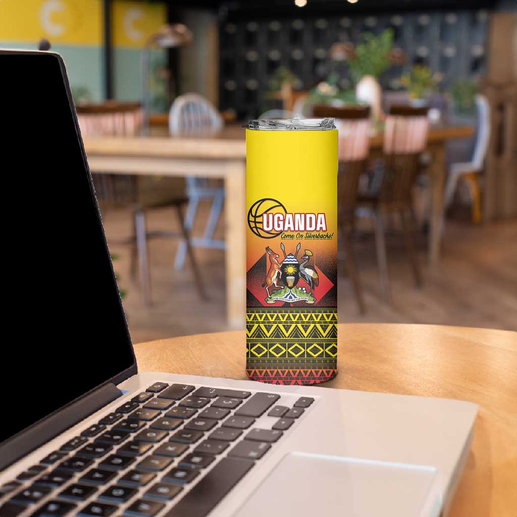 Afro Basketball Custom Uganda Skinny Tumbler Come On Silverbacks African Pattern - African Pride