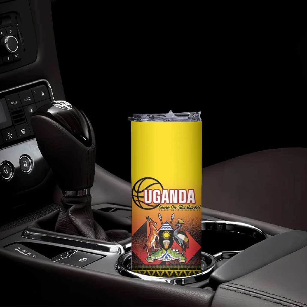 Afro Basketball Custom Uganda Skinny Tumbler Come On Silverbacks African Pattern - African Pride